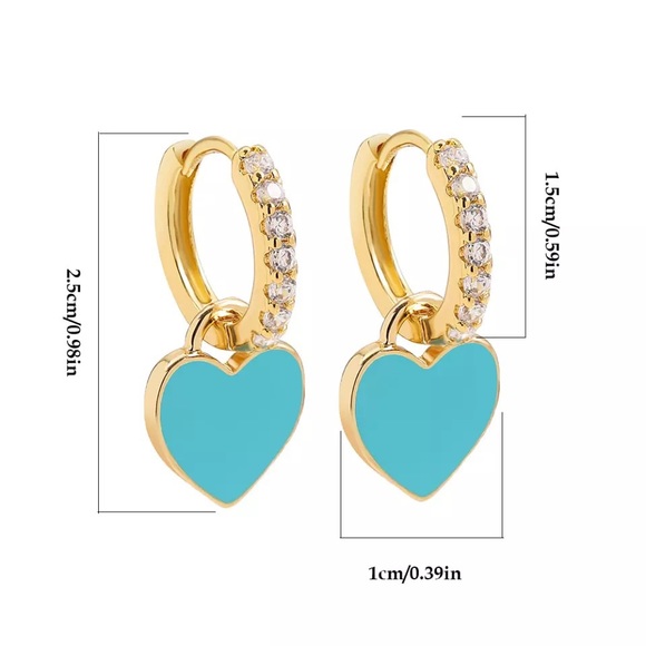 Anthro Nano 1Pair Heart Turquoise Gold Micro Hinges Earrings - Picture 2 of 16
